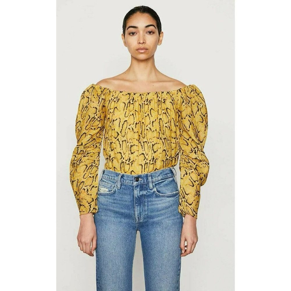 FRAME Off-The-Shoulder Billow Top Python Medium NWT